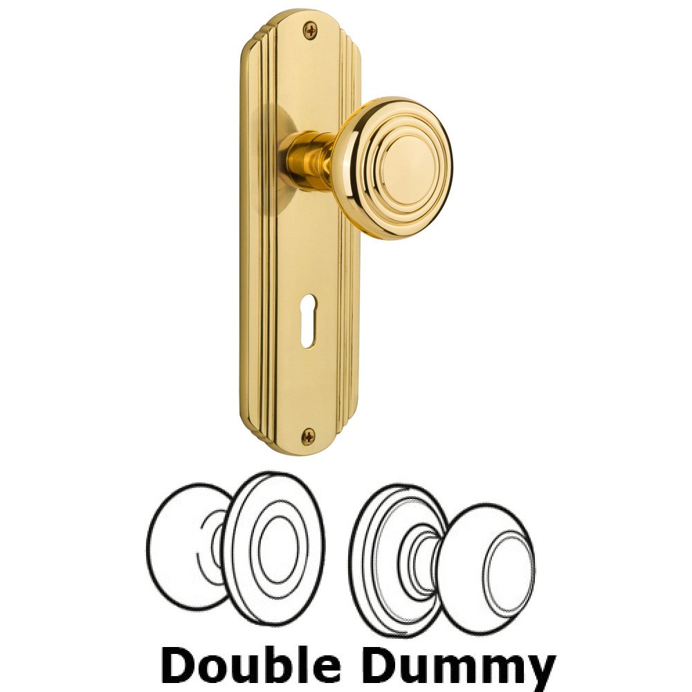 Nostalgic Warehouse Double Dummy Set With Keyhole - Deco Plate with Deco Knob in Polished Brass