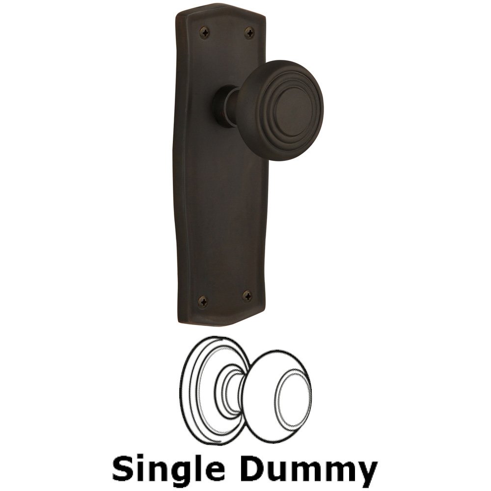 Nostalgic Warehouse Single Dummy Knob Without Keyhole - Prairie Plate with Deco Knob in Oil Rubbed Bronze