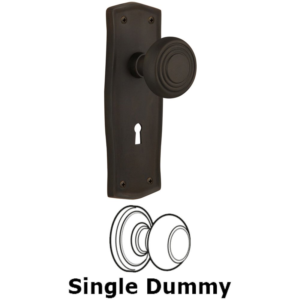 Nostalgic Warehouse Single Dummy Knob With Keyhole - Prairie Plate with Deco Knob in Oil Rubbed Bronze