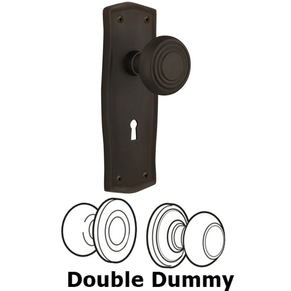 Nostalgic Warehouse Double Dummy Set With Keyhole - Prairie Plate with Deco Knob in Oil Rubbed Bronze