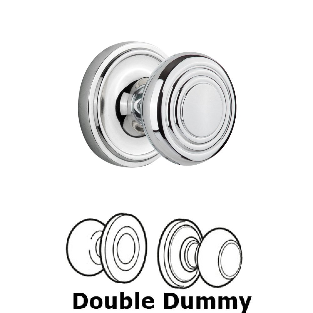 Nostalgic Warehouse Double Dummy Classic Rosette with Deco Knob in Bright Chrome