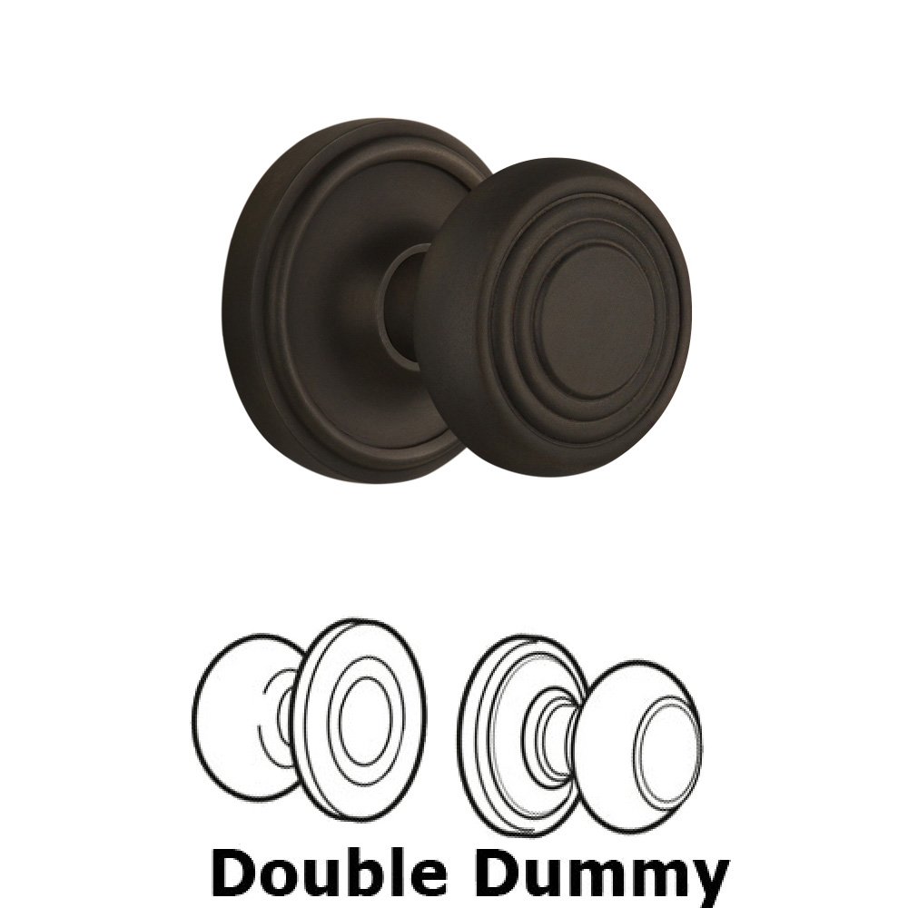 Nostalgic Warehouse Double Dummy Classic Rosette with Deco Knob in Oil Rubbed Bronze