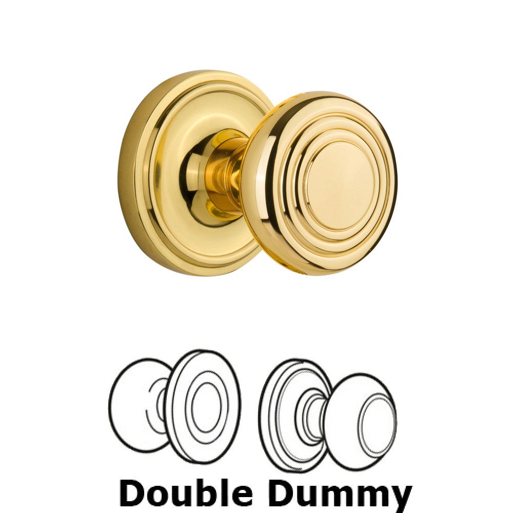 Nostalgic Warehouse Double Dummy Classic Rosette with Deco Knob in Polished Brass