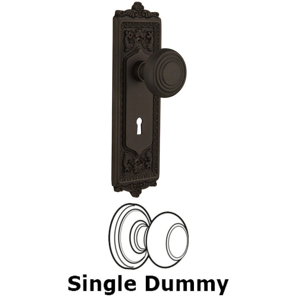 Nostalgic Warehouse Single Dummy Knob With Keyhole - Egg & Dart Plate with Deco Knob in Oil Rubbed Bronze