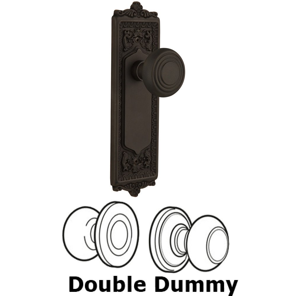 Nostalgic Warehouse Double Dummy Set Without Keyhole - Egg & Dart Plate with Deco Knob in Oil Rubbed Bronze