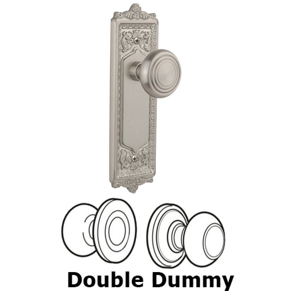 Nostalgic Warehouse Double Dummy Set Without Keyhole - Egg & Dart Plate with Deco Knob in Satin Nickel