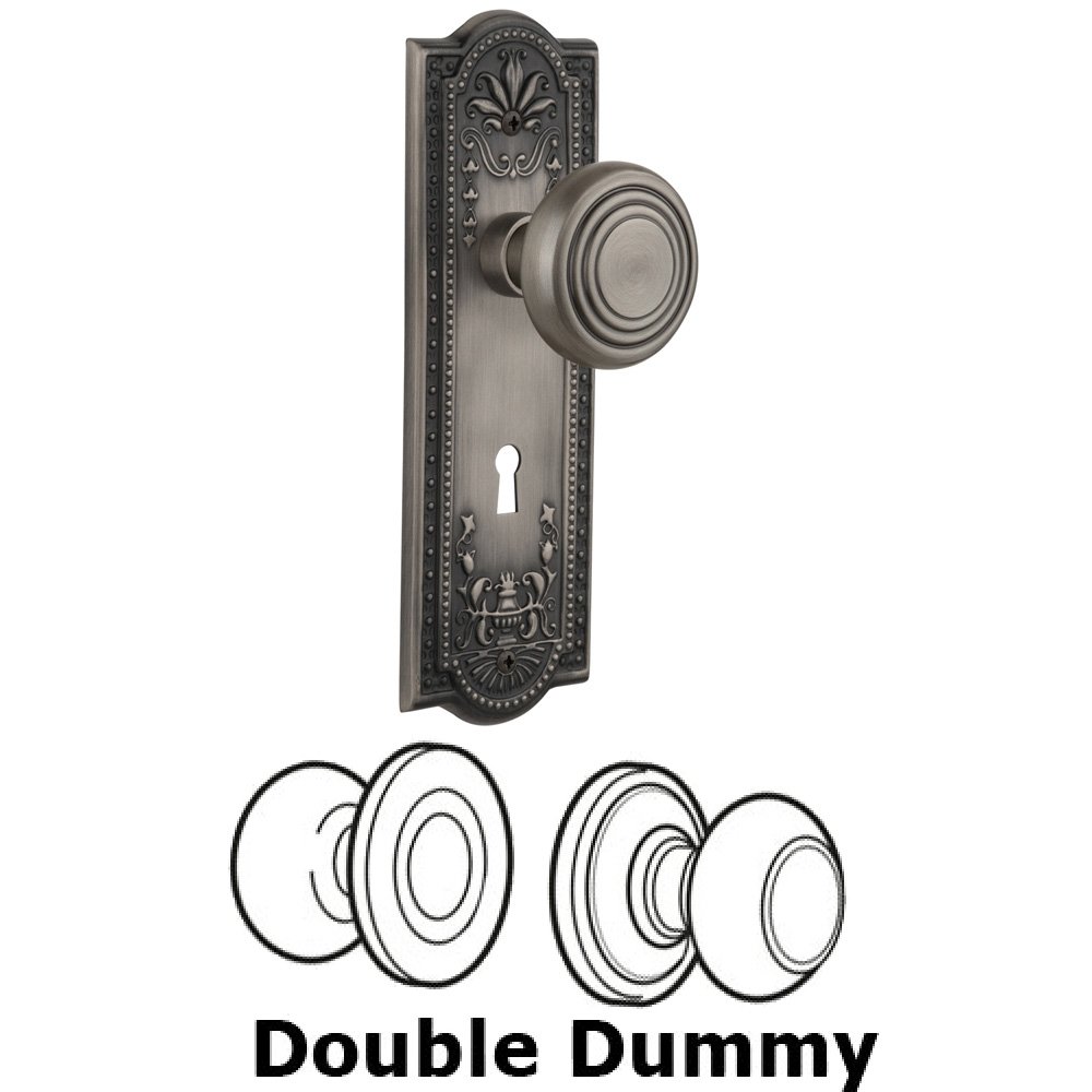 Nostalgic Warehouse Double Dummy Set With Keyhole - Meadows Plate with Deco Knob in Antique Pewter