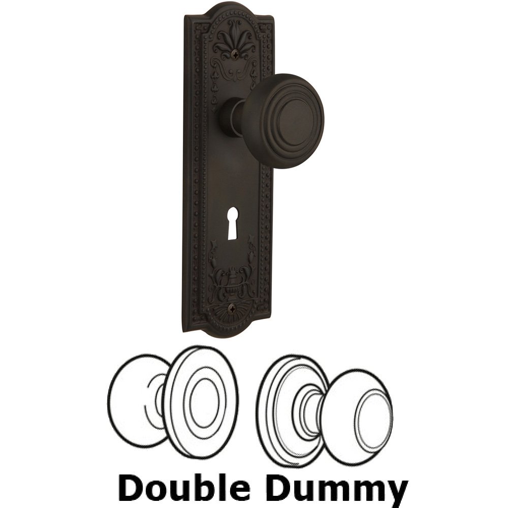 Nostalgic Warehouse Double Dummy Set With Keyhole - Meadows Plate with Deco Knob in Oil Rubbed Bronze