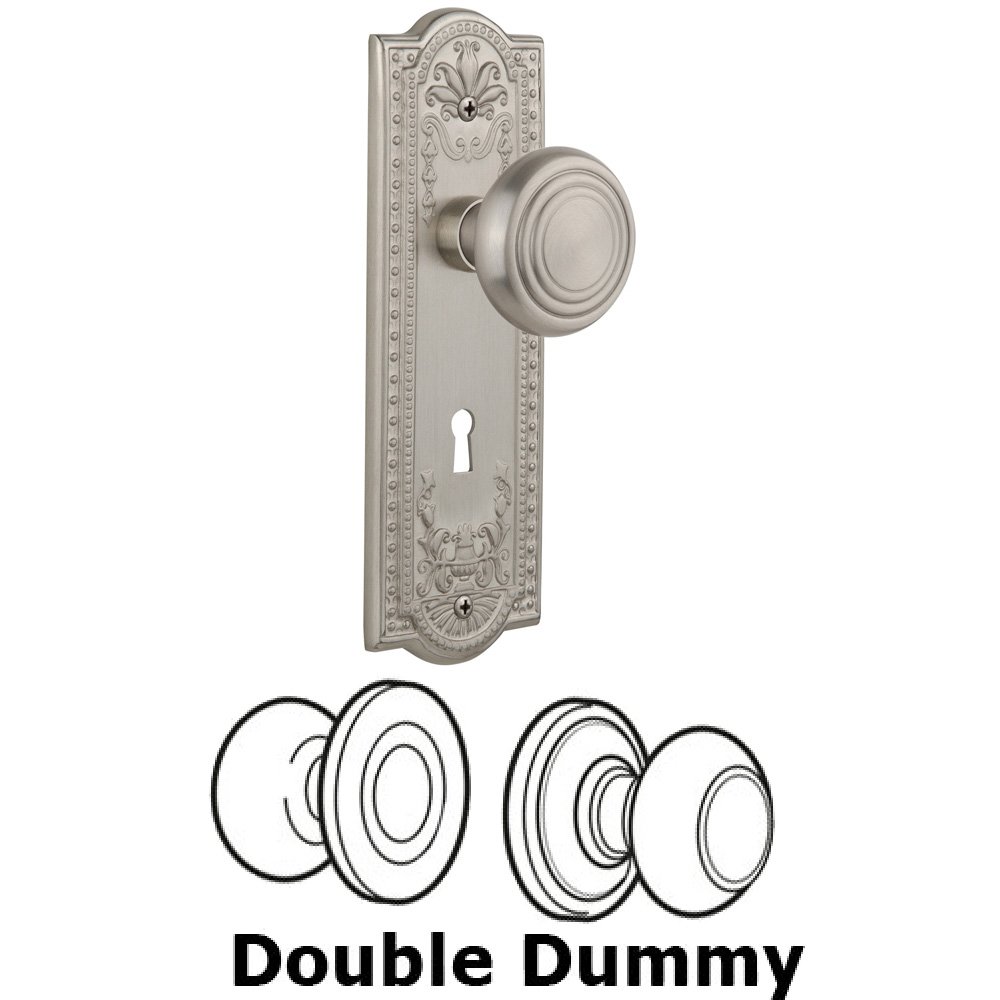 Nostalgic Warehouse Double Dummy Set With Keyhole - Meadows Plate with Deco Knob in Satin Nickel