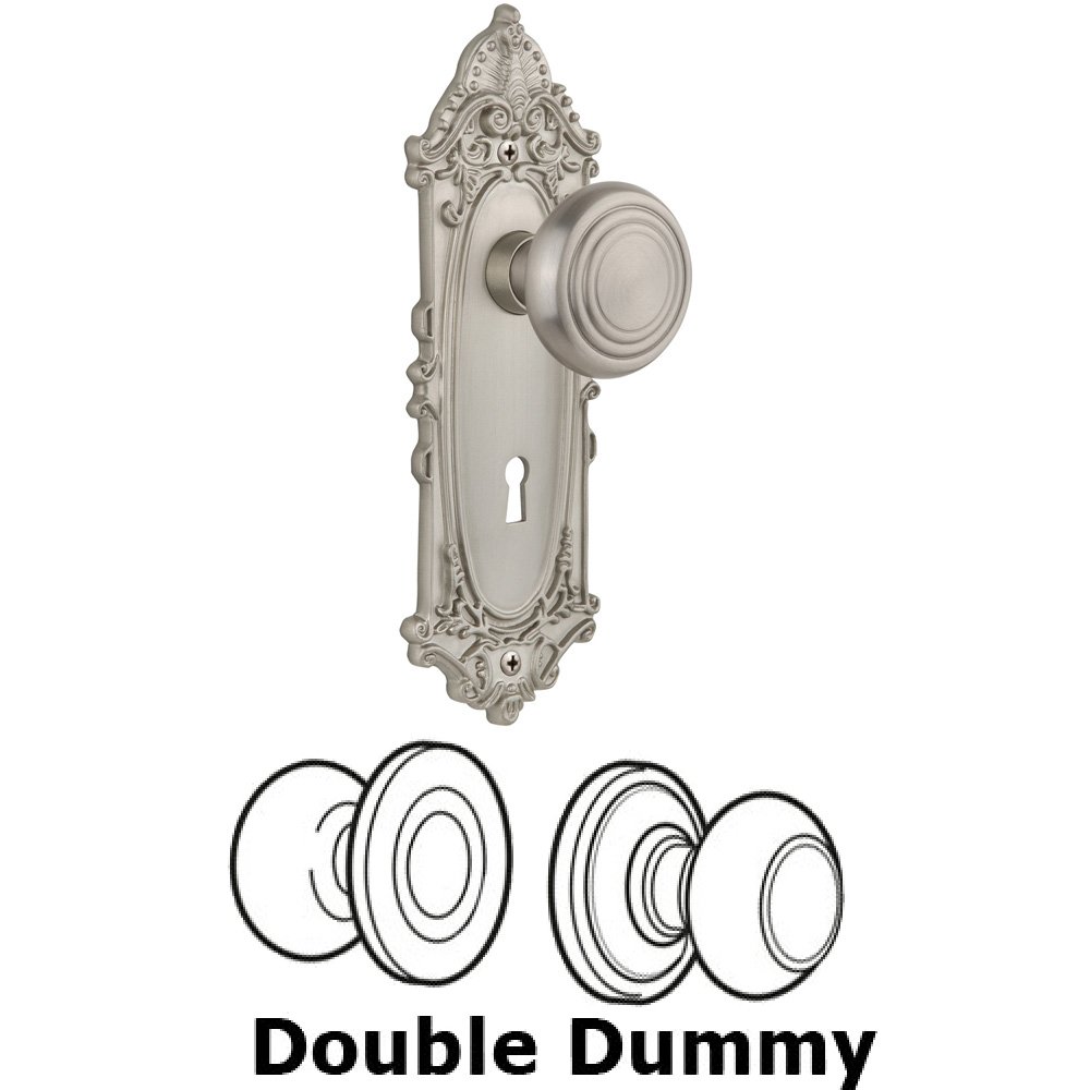Nostalgic Warehouse Double Dummy Set With Keyhole - Victorian Plate with Deco Knob in Satin Nickel