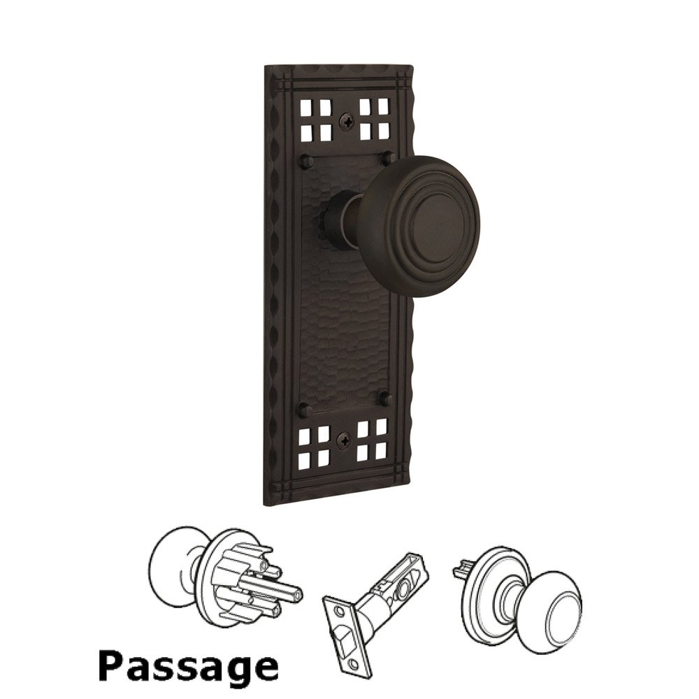 Nostalgic Warehouse Passage Craftsman Plate with Deco Knob in Oil Rubbed Bronze