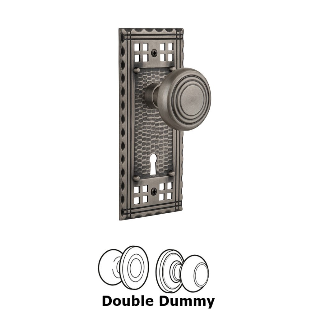Nostalgic Warehouse Double Dummy Set With Keyhole - Craftsman Plate with Deco Knob in Antique Pewter