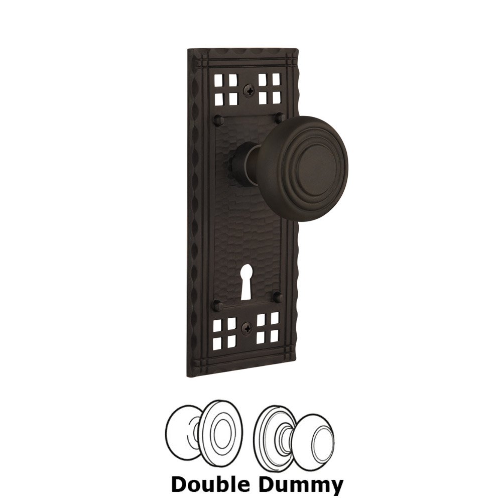Nostalgic Warehouse Double Dummy Set With Keyhole - Craftsman Plate with Deco Knob in Oil Rubbed Bronze