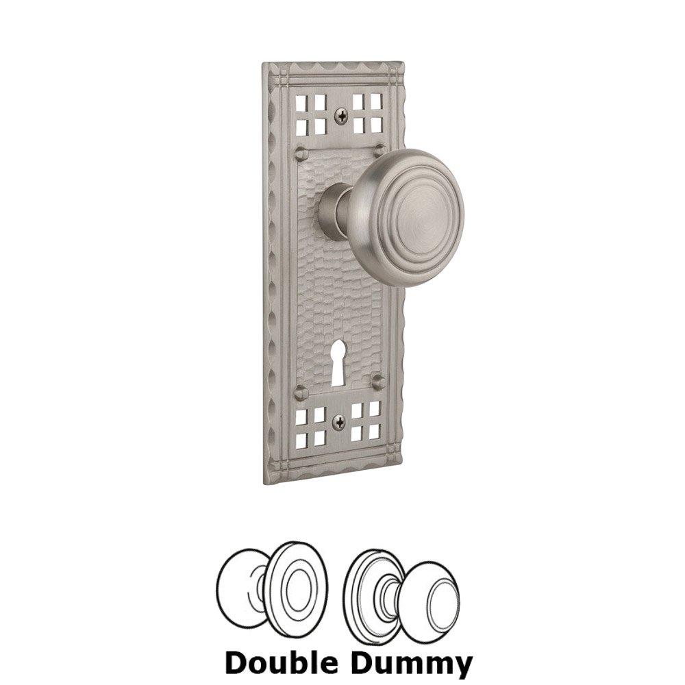 Nostalgic Warehouse Double Dummy Set With Keyhole - Craftsman Plate with Deco Knob in Satin Nickel