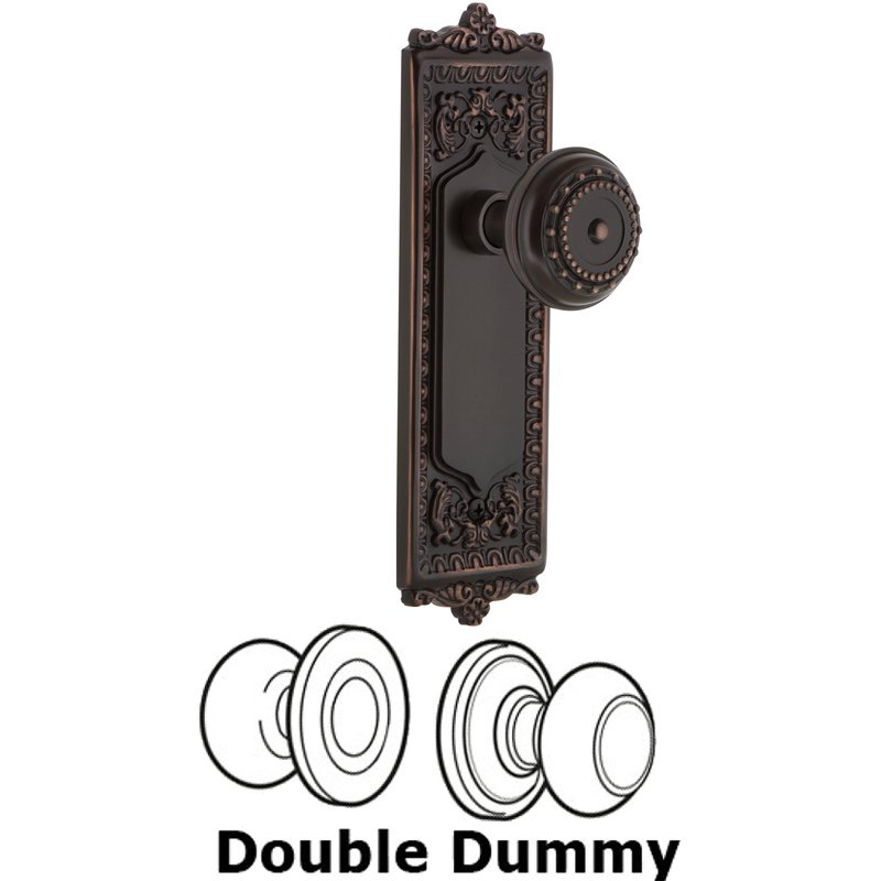 Nostalgic Warehouse Double Dummy Set - Egg & Dart Plate with Meadows Door Knob in Timeless Bronze