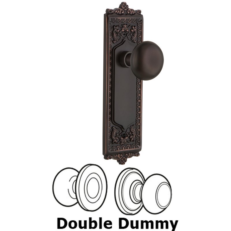 Nostalgic Warehouse Double Dummy Set - Egg & Dart Plate with New York Door Knobs in Timeless Bronze