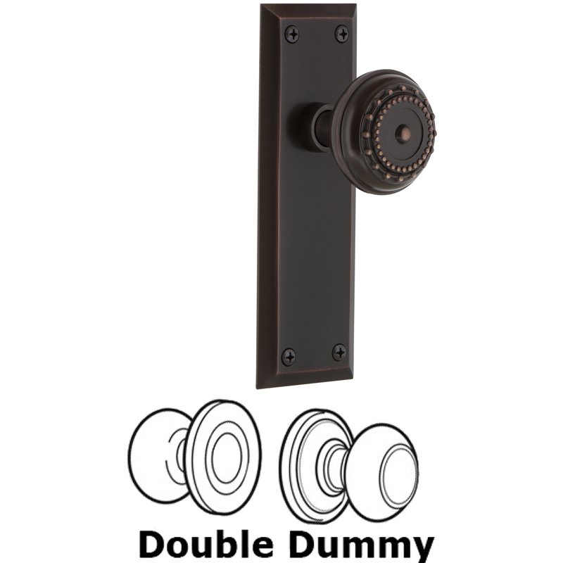 Nostalgic Warehouse Double Dummy Set - New York Plate with Meadows Door Knob in Timeless Bronze