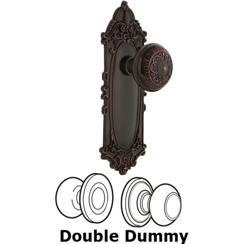 Nostalgic Warehouse Double Dummy Set - Victorian Plate with Egg & Dart Door Knob in Timeless Bronze