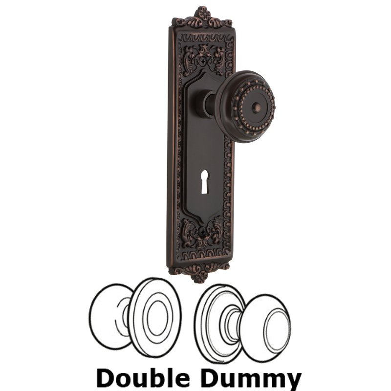 Nostalgic Warehouse Double Dummy Set with Keyhole - Egg & Dart Plate with Meadows Door Knob in Timeless Bronze