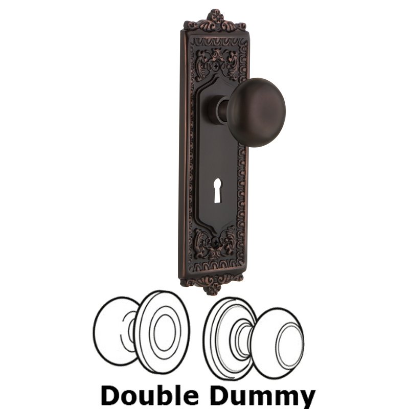 Nostalgic Warehouse Double Dummy Set with Keyhole - Egg & Dart Plate with New York Door Knobs in Timeless Bronze