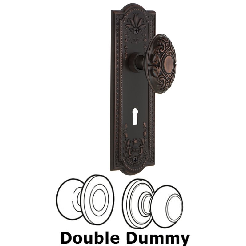 Nostalgic Warehouse Double Dummy Set with Keyhole - Meadows Plate with Victorian Door Knob in Timeless Bronze