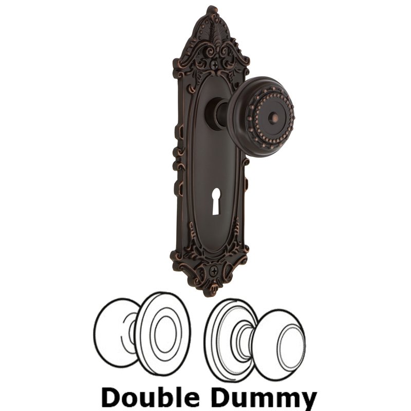 Nostalgic Warehouse Double Dummy Set with Keyhole - Victorian Plate with New York Door Knobs in Timeless Bronze