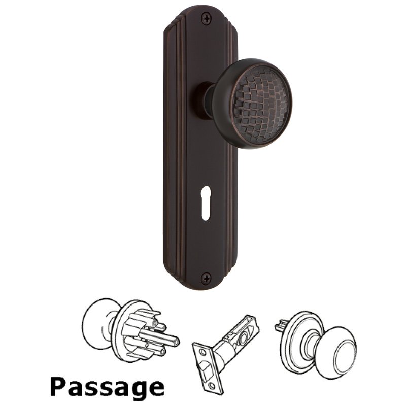 Nostalgic Warehouse Passage Deco Plate with Keyhole and Craftsman Door Knob in Timeless Bronze