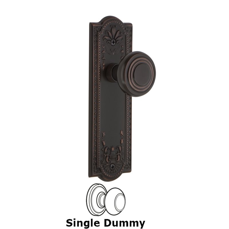 Nostalgic Warehouse Single Dummy - Meadows Plate with Deco Door Knob in Timeless Bronze