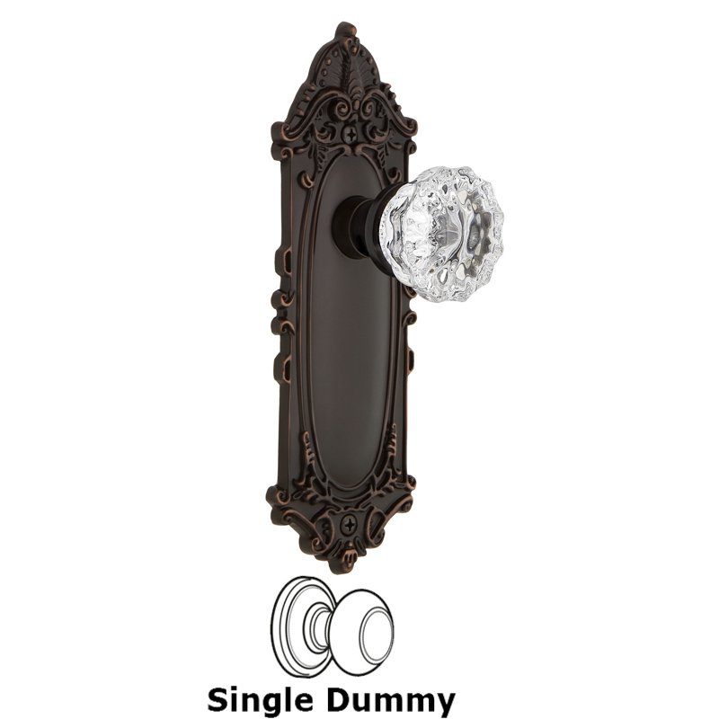 Nostalgic Warehouse Single Dummy - Victorian Plate with Crystal Glass Door Knob in Timeless Bronze