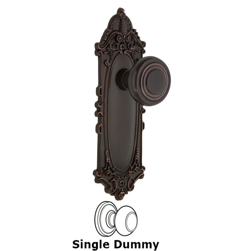 Nostalgic Warehouse Single Dummy - Victorian Plate with Deco Door Knob in Timeless Bronze