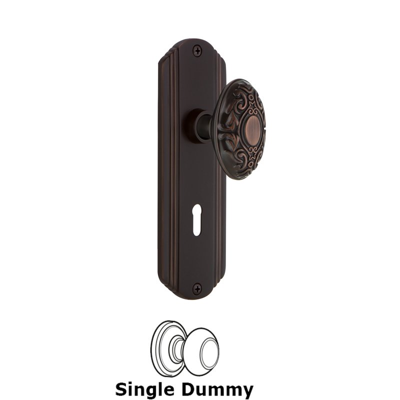 Nostalgic Warehouse Single Dummy with Keyhole - Deco Plate with Victorian Door Knob in Timeless Bronze
