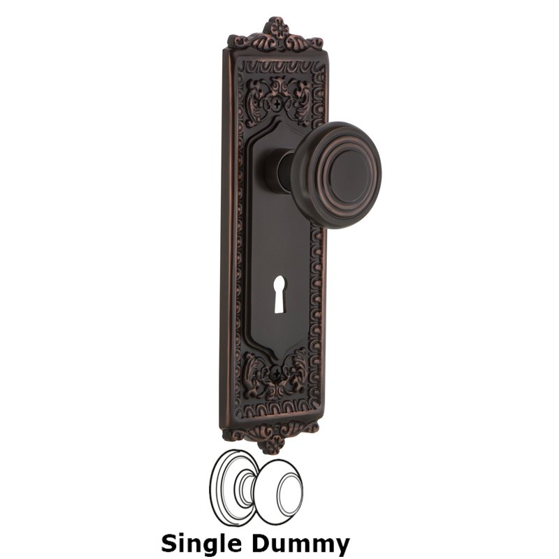 Nostalgic Warehouse Single Dummy with Keyhole - Egg & Dart Plate with Deco Door Knob in Timeless Bronze