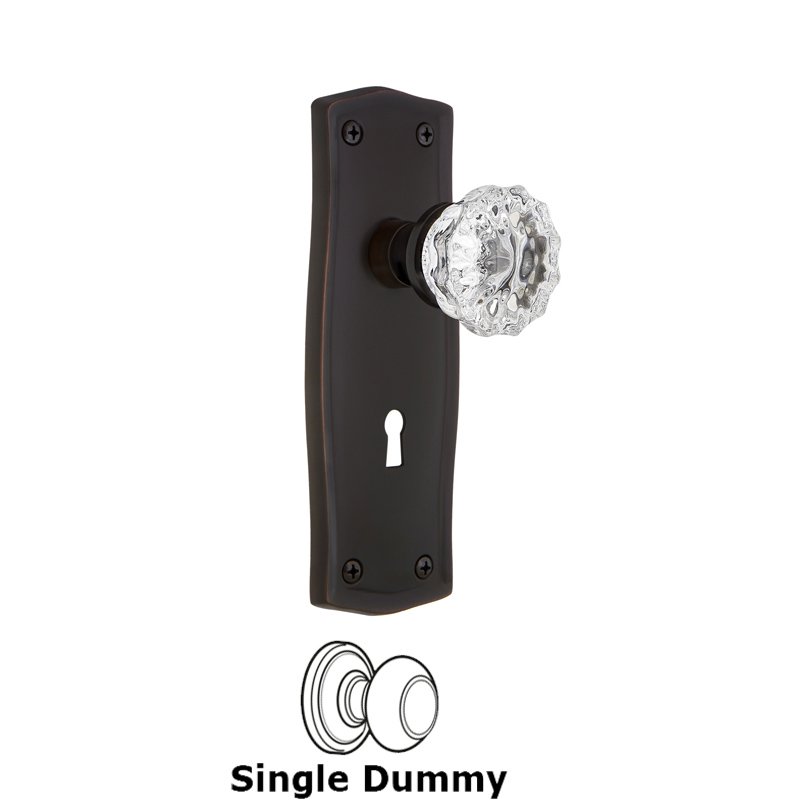 Nostalgic Warehouse Single Dummy with Keyhole - Prairie Plate with Crystal Glass Door Knob in Timeless Bronze