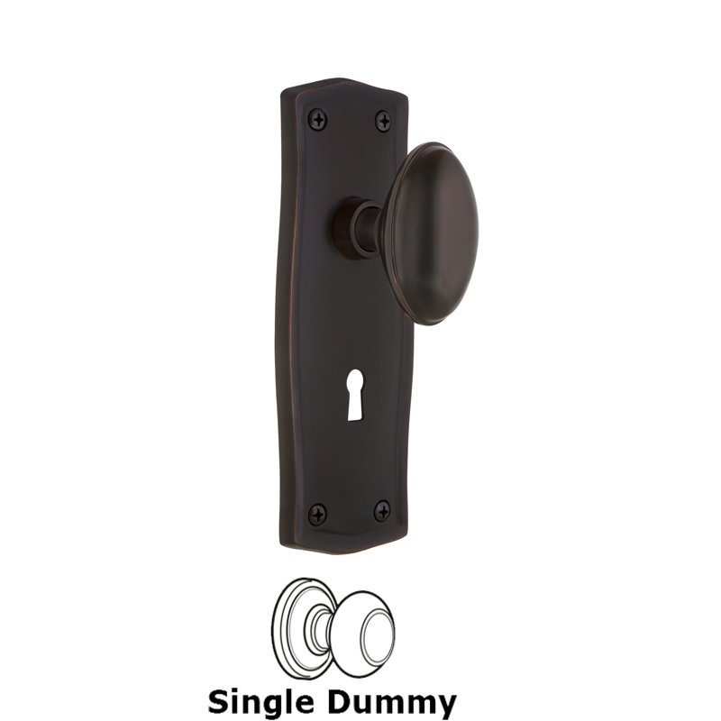 Nostalgic Warehouse Single Dummy with Keyhole - Prairie Plate with Homestead Door Knob in Timeless Bronze