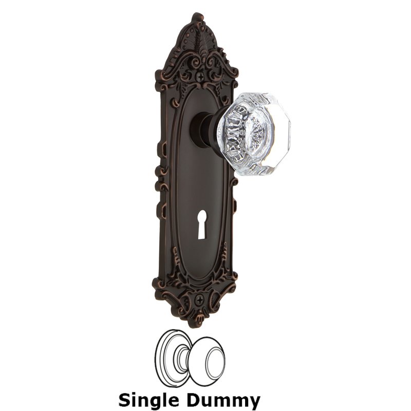 Nostalgic Warehouse Single Dummy with Keyhole - Victorian Plate with Waldorf Door Knob in Timeless Bronze