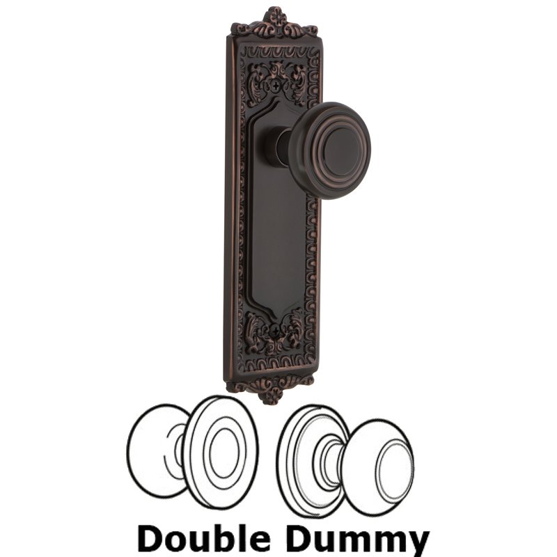 Nostalgic Warehouse Double Dummy Set - Egg & Dart Plate with Deco Door Knob in Timeless Bronze