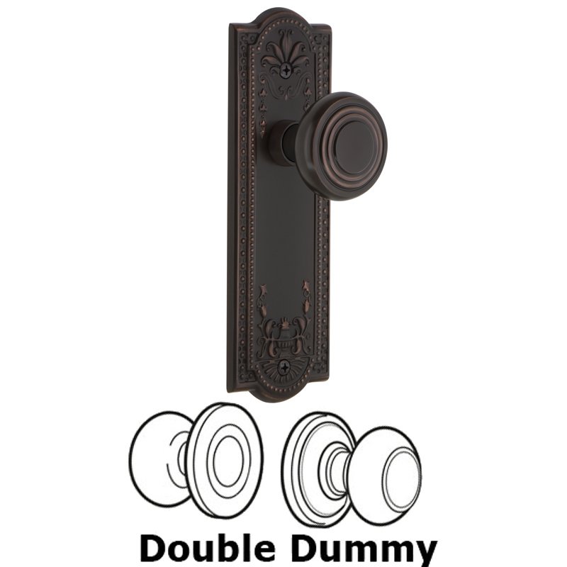 Nostalgic Warehouse Double Dummy Set - Meadows Plate with Deco Door Knob in Timeless Bronze