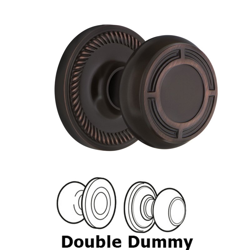 Nostalgic Warehouse Double Dummy Set - Rope Rosette with Mission Door Knob in Timeless Bronze