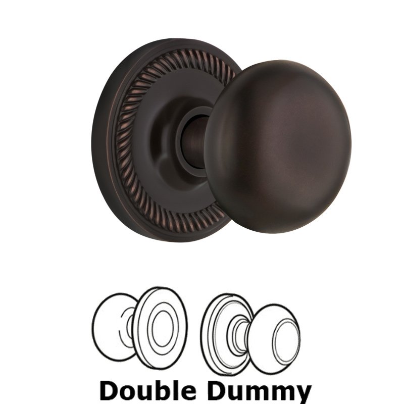 Nostalgic Warehouse Double Dummy Set - Rope Rosette with New York Door Knobs in Timeless Bronze