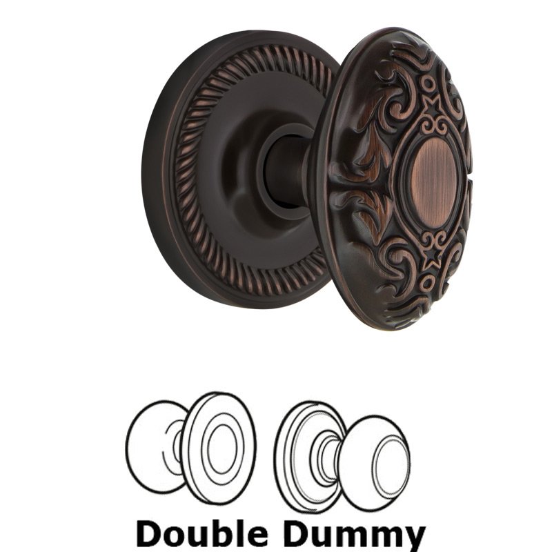 Nostalgic Warehouse Double Dummy Set - Rope Rosette with Victorian Door Knob in Timeless Bronze