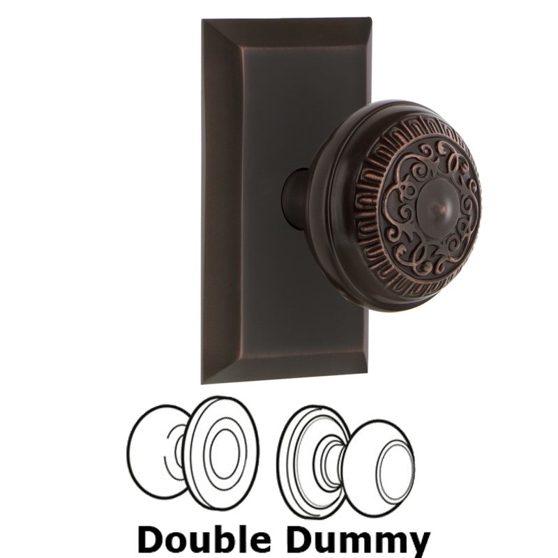Nostalgic Warehouse Double Dummy Set - Studio Plate with Egg & Dart Door Knob in Timeless Bronze