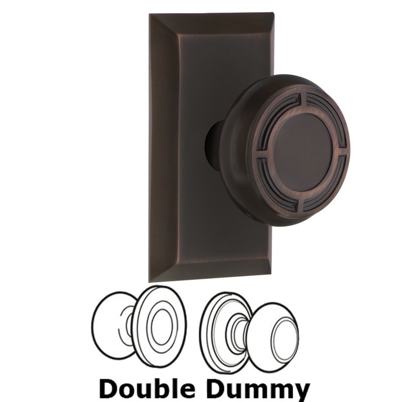 Nostalgic Warehouse Double Dummy Set - Studio Plate with Mission Door Knob in Timeless Bronze