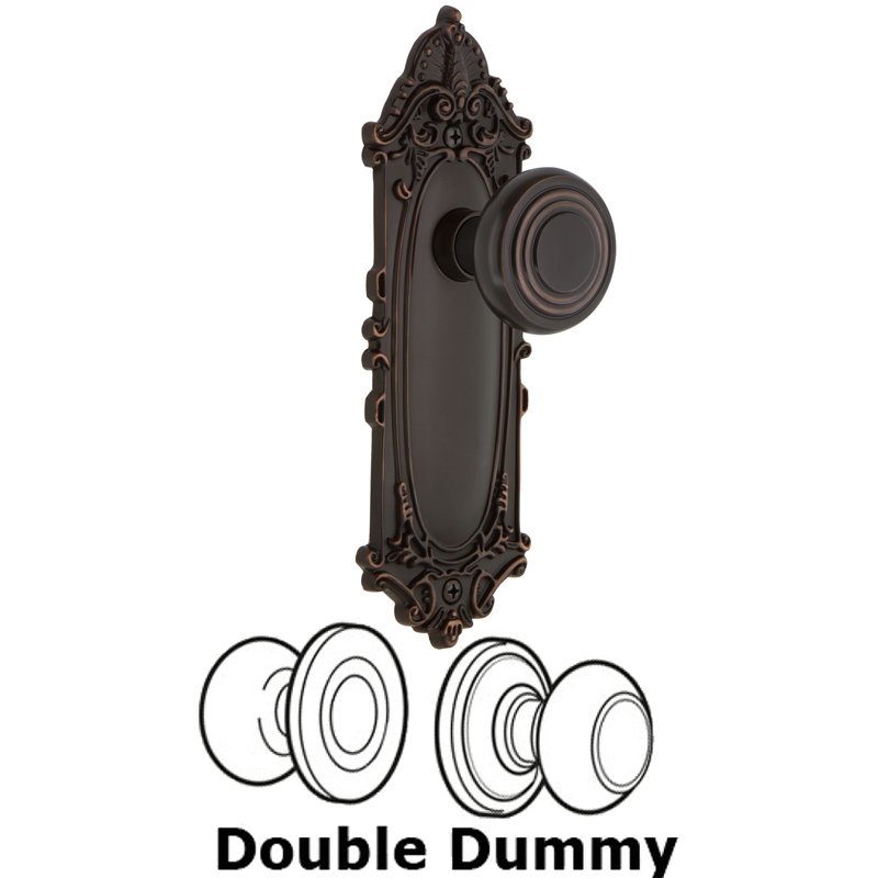 Nostalgic Warehouse Double Dummy Set - Victorian Plate with Deco Door Knob in Timeless Bronze