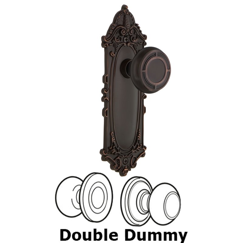 Nostalgic Warehouse Double Dummy Set - Victorian Plate with Mission Door Knob in Timeless Bronze