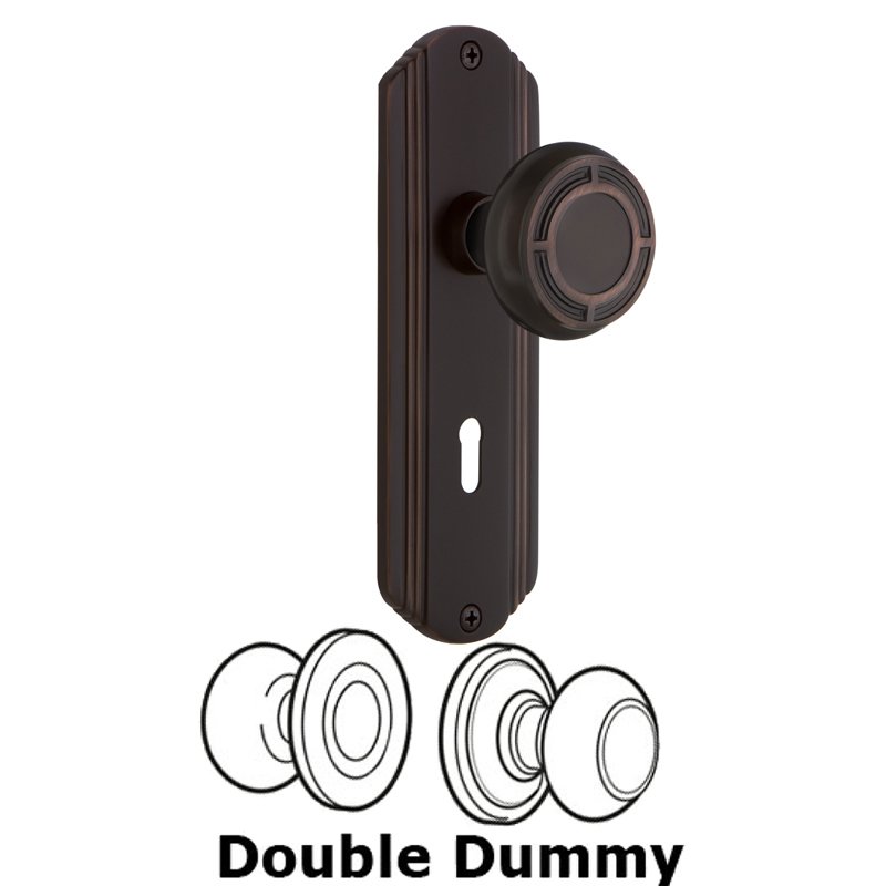 Nostalgic Warehouse Double Dummy Set with Keyhole - Deco Plate with Mission Door Knob in Timeless Bronze