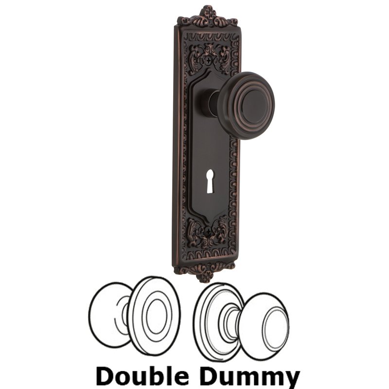 Nostalgic Warehouse Double Dummy Set with Keyhole - Egg & Dart Plate with Deco Door Knob in Timeless Bronze