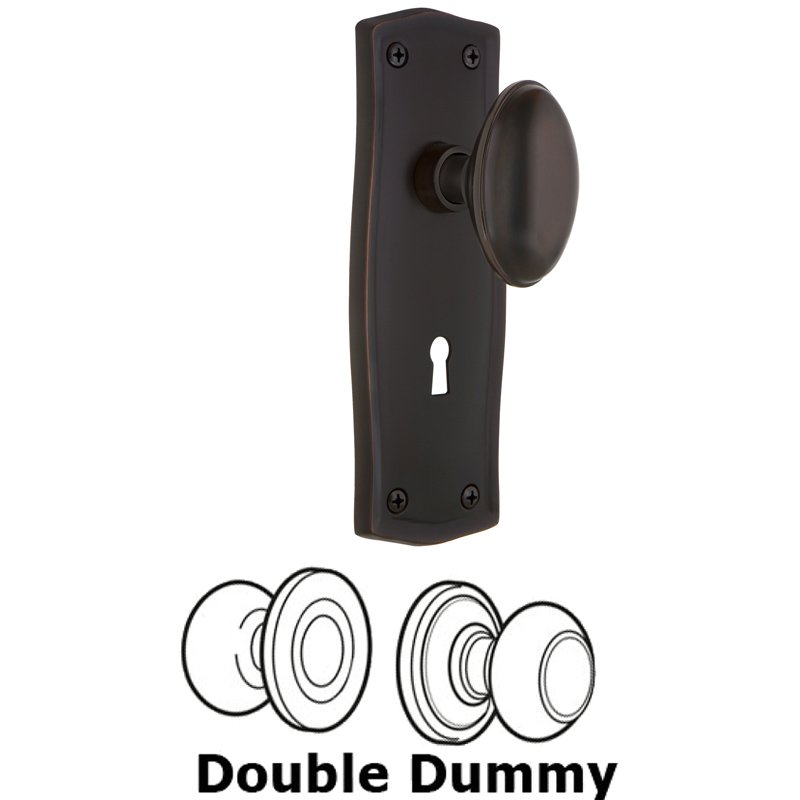 Nostalgic Warehouse Double Dummy Set with Keyhole - Prairie Plate with Homestead Door Knob in Timeless Bronze
