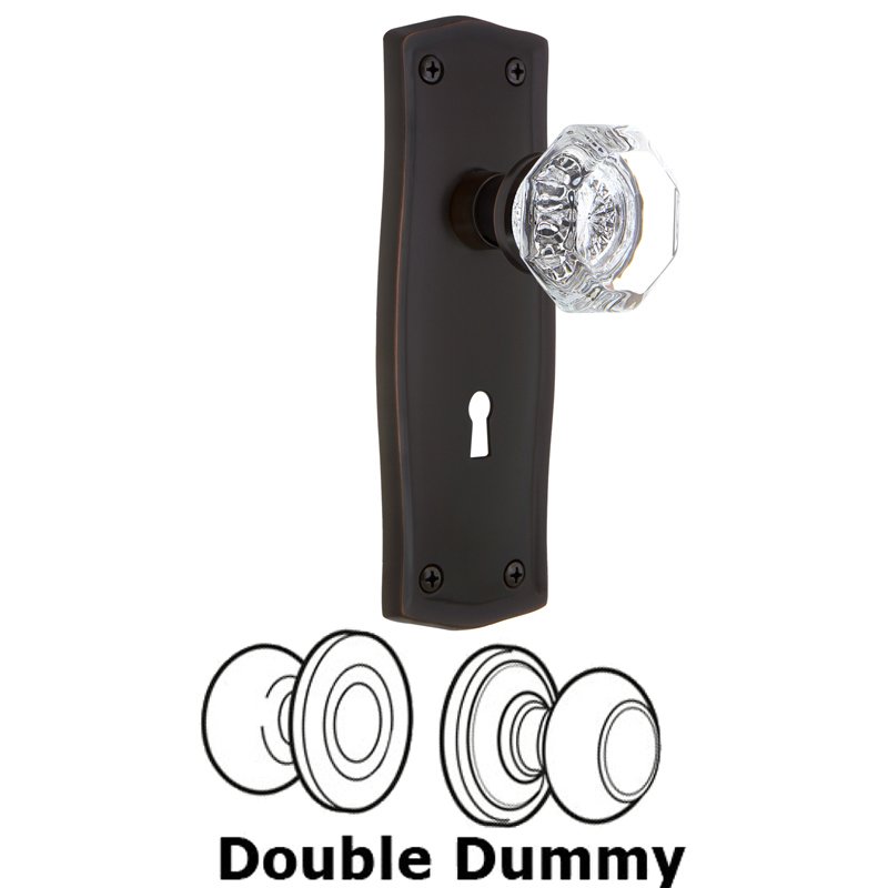 Nostalgic Warehouse Double Dummy Set with Keyhole - Prairie Plate with Waldorf Door Knob in Timeless Bronze