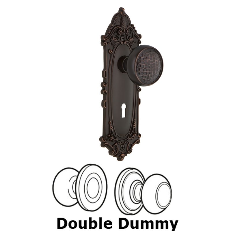 Nostalgic Warehouse Double Dummy Set with Keyhole - Victorian Plate with Craftsman Door Knob in Timeless Bronze