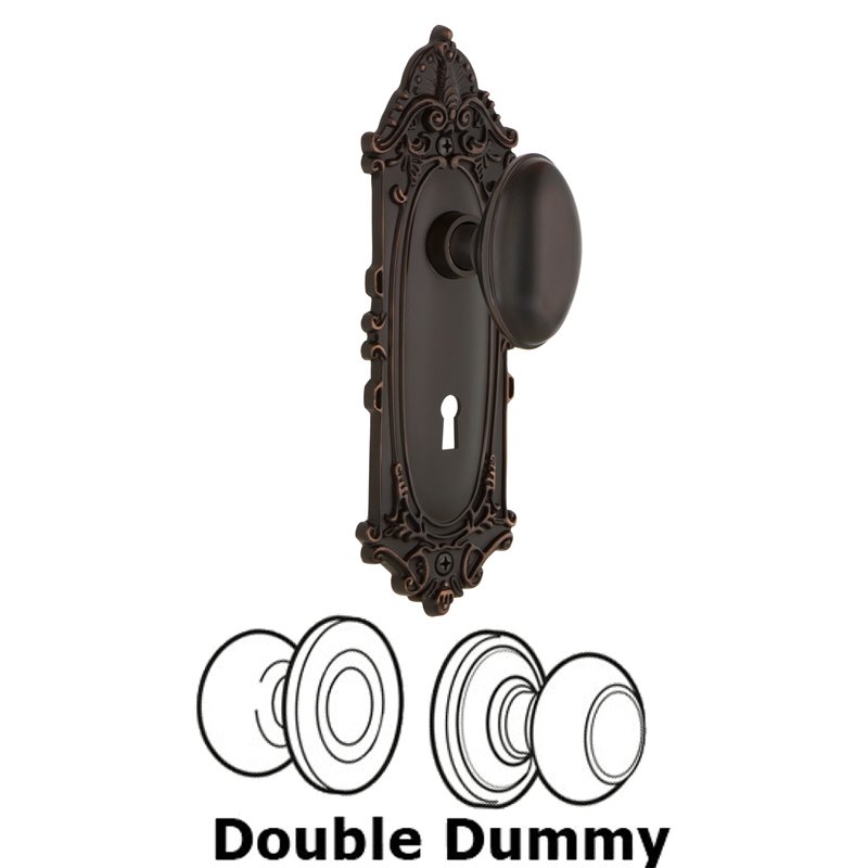 Nostalgic Warehouse Double Dummy Set with Keyhole - Victorian Plate with Homestead Door Knob in Timeless Bronze